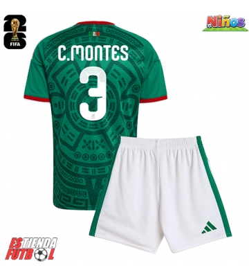 México Cesar Montes #3 Primera Equipación Niños Mundial 2026 Manga Corta (+ Pantalones cortos)